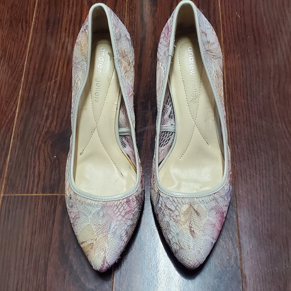 Andrew Geller Women's Elegant Pastel Lace Multicolor Heels Size 7.5